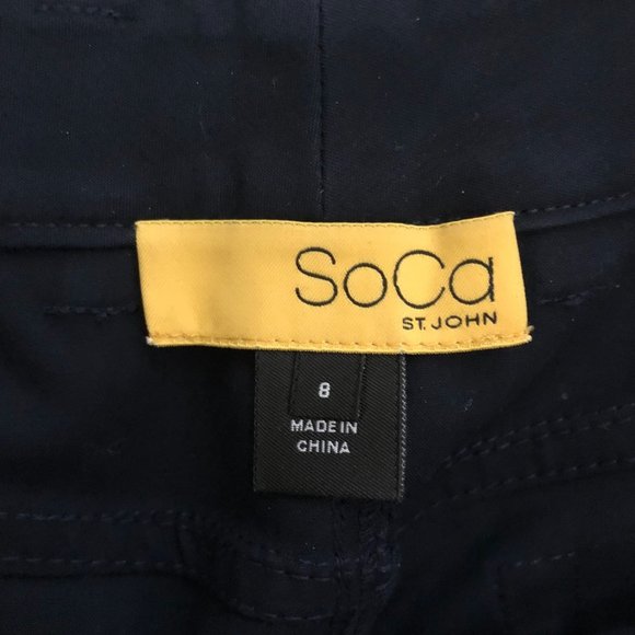 SoCa St. John Mid-Rise Navy Blue Crop Ankle Pants Zipper Pocket Trousers 8 - Picture 6 of 10